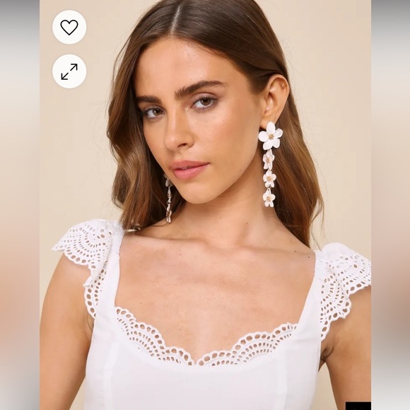 Lulus Kindest Cutie White Eyelet Embroidered Ruffle Strap Mini Dress Size XS - Picture 4 of 11